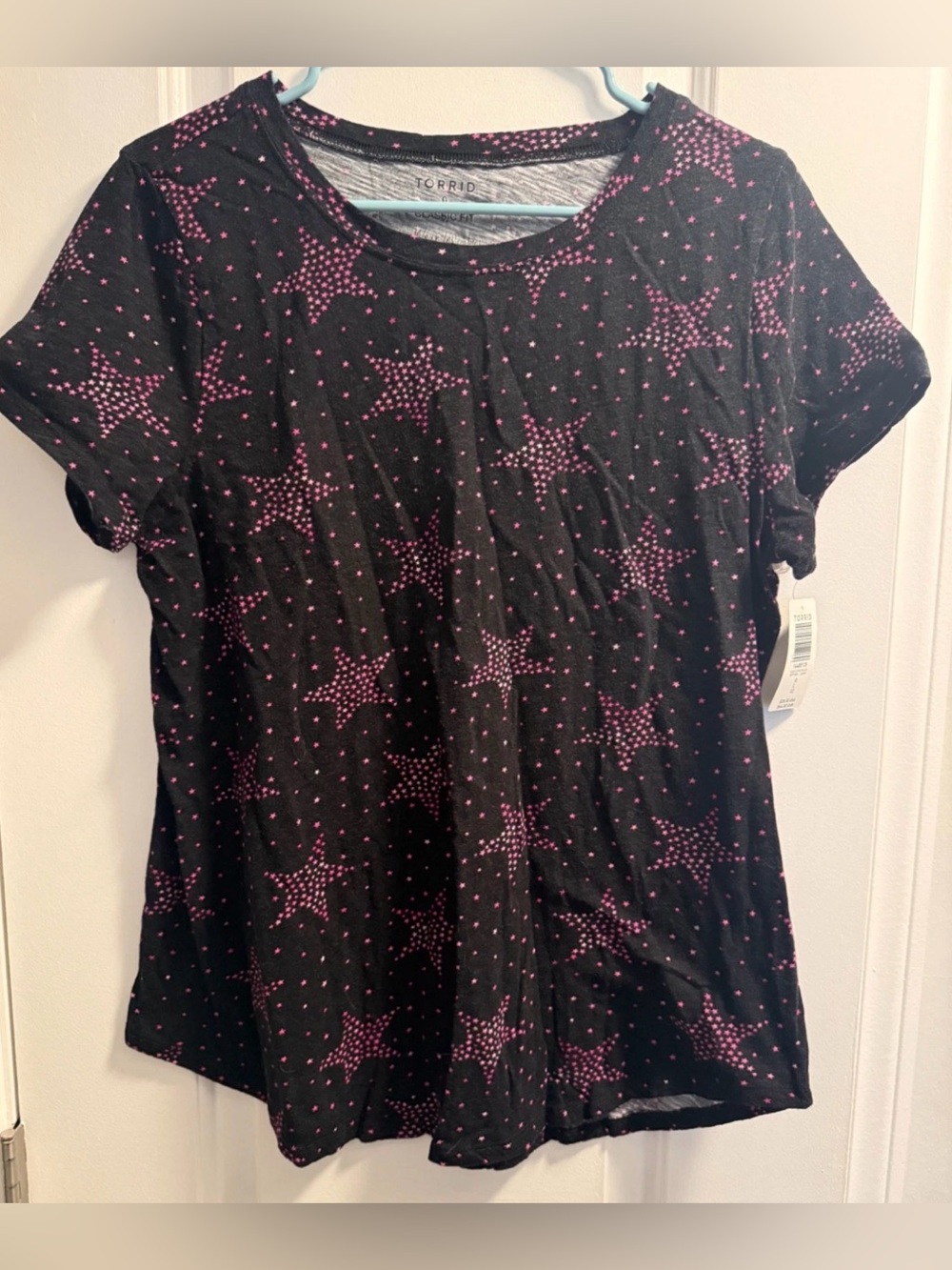 TORRID Women's Classic Fit T-Shirt, Pink Stars - Size 0 / Large NEW NWT
